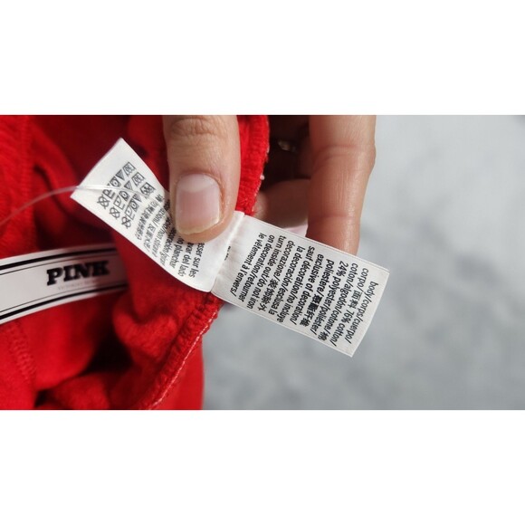 Victoria's Secret Women's Small Short Red Ivy Fleece Split Hem Flare Sweatpants - Picture 4 of 9